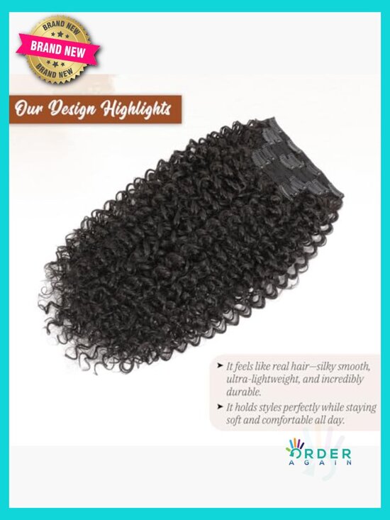 6PCS Curly Deep Wave Clip In Hair Extensions Protein Silk For Bridal Party